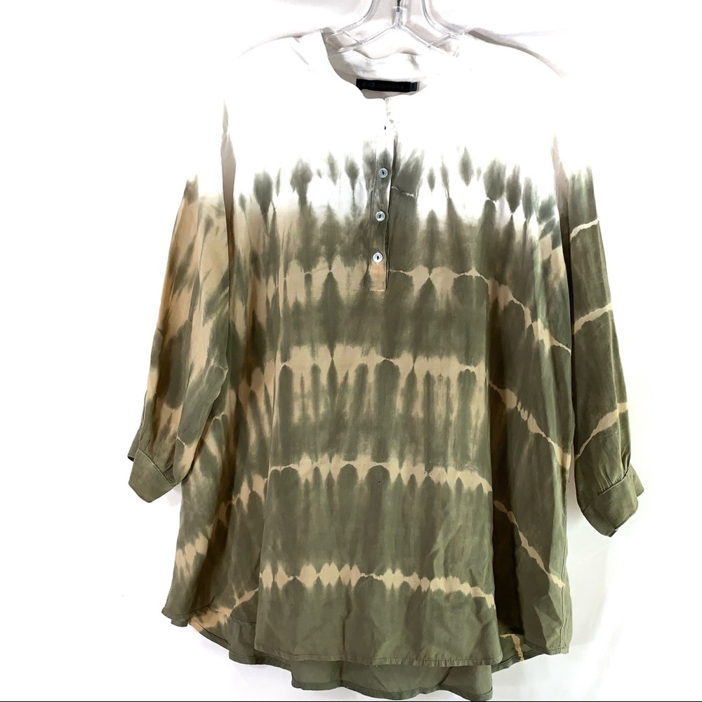 JET John Eshaya Tie Dye Long Sleeve Top Collarless